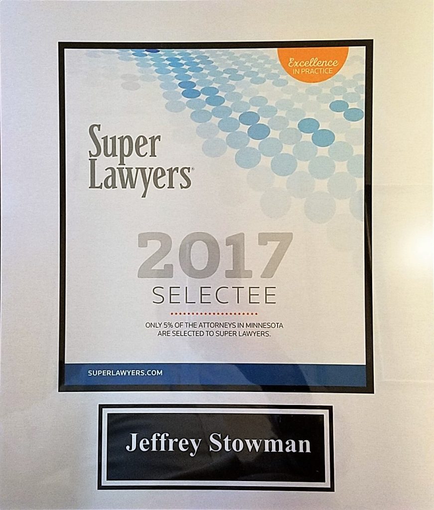 Jeffrey Stowman and David Stowman: Minnesota Super Lawyers 2017!